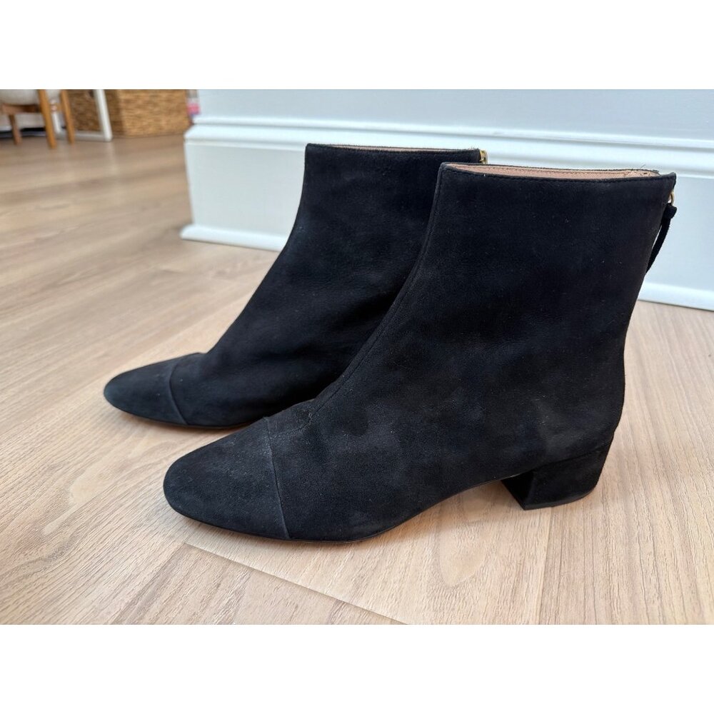 J.Crew Roxie Black Suede Cap-Toe Ankle Boots - Size 7.5 - Excellent Condition